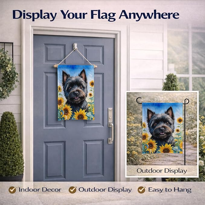 Caroline's Treasures DAC6043GF Cairn Terrier in Sunflowers Garden Flag Mailbox Flag Decorative Yard Flag Banner Outside Patio Artwork Yard Flower Beds, Garden Size, Multicolor