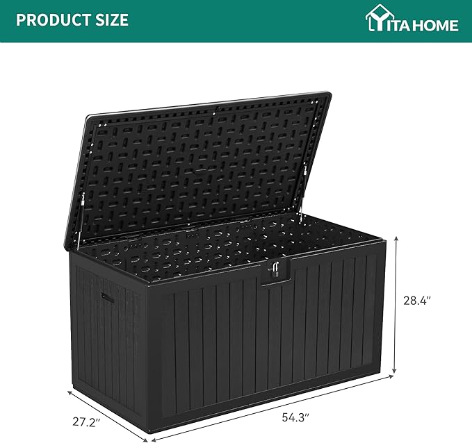 YITAHOME 180 Gallon Double-Wall Deck Box with Side Handles, Outdoor Large Storage for Patio Furniture Cushions, Garden Pool Accessories, Water Resistant & Lockable