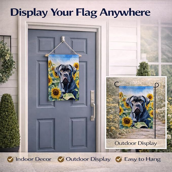 Caroline's Treasures DAC6045GF Cane Corso in Sunflowers Garden Flag Mailbox Flag Decorative Yard Flag Banner Outside Patio Artwork Yard Flower Beds, Garden Size, Multicolor