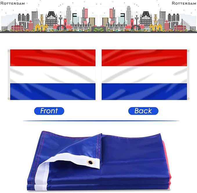 AhfuLife 2 Pcs Netherlands Flag 3x5 Ft, Large Netherlands National Flags for Outside - Double Side with Brass Eyelets for Olympic Party Decorations, Bar Garden Street Decoration Indoor Outdoor