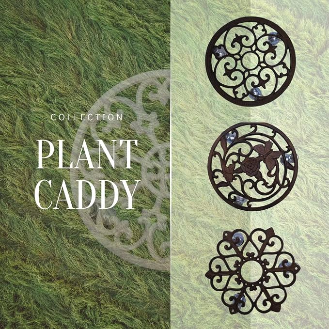 Comfy Hour 11" Heavy Duty Cast Iron Rolling Plant Stand, Large Plant Caddy with Wheels, Industrial Strength Metal Swivel Casters, Decorative Flower Pot Dolly for Indoor Outdoor Garden