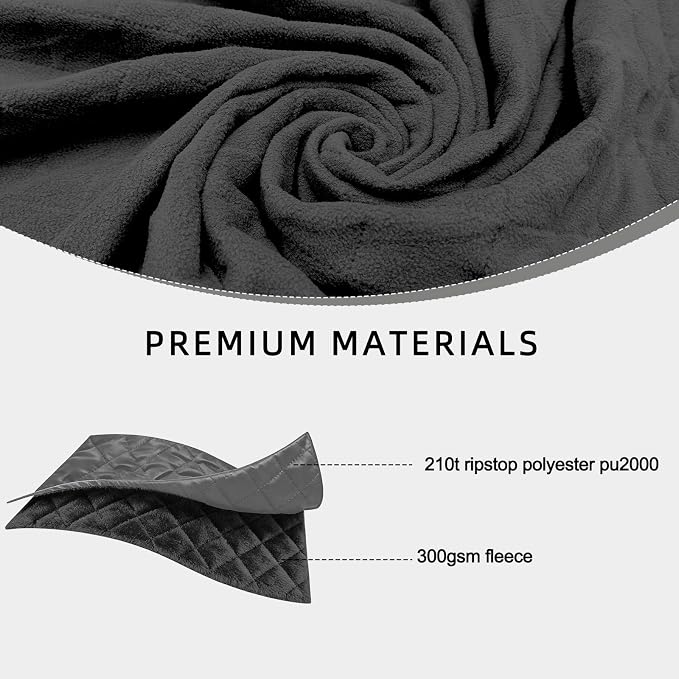 Large Waterproof Outdoor Camping Blanket 80 x 58 inch | Fleece Picnic Blankets Windproof Travel Stadium Blanket for Beaches Pets Car Camp Picnic Mat for Both Cold & Warm Weather