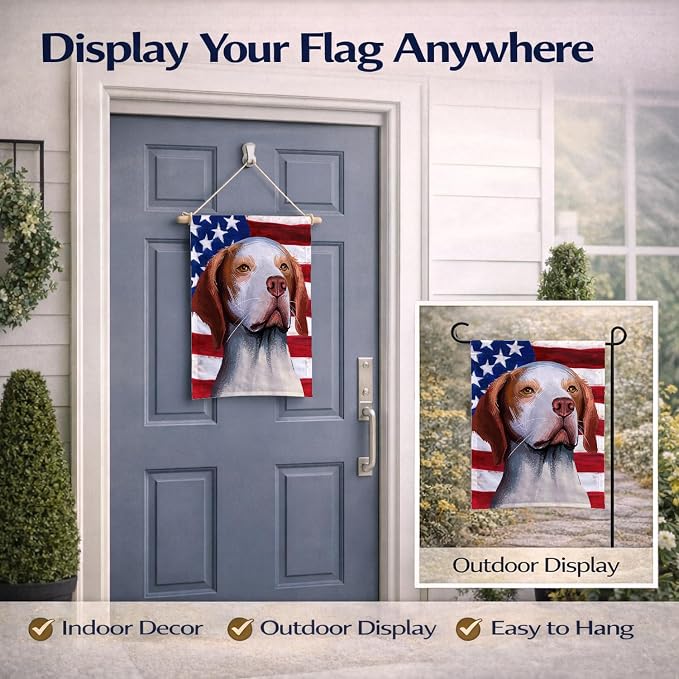 Caroline's Treasures CK6563GF Hunting Dog American Flag Garden Flag Mailbox Flag Decorative Yard Flag Banner Outside Patio Artwork Yard Flower Beds, Garden Size, Multicolor