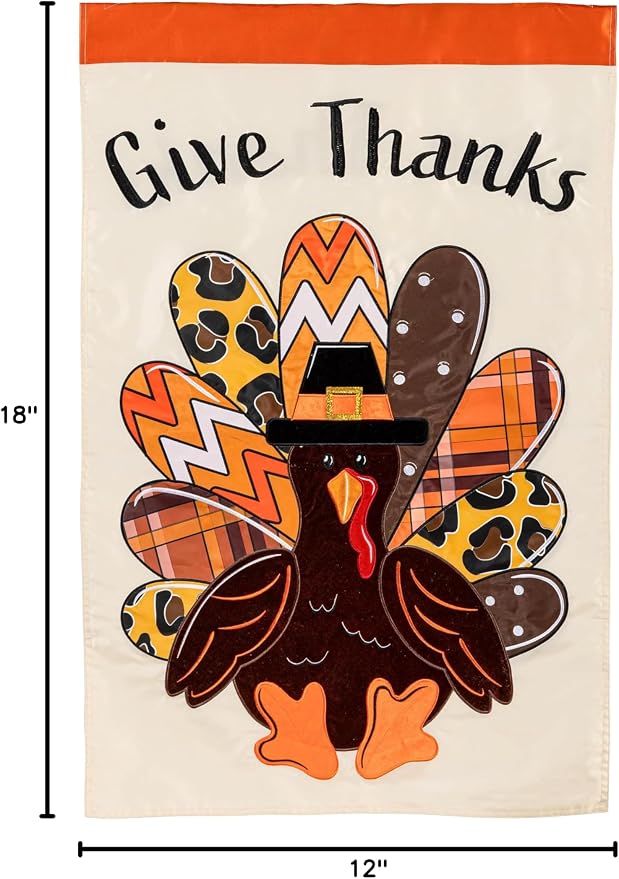 Evergreen Flag Fall Garden Flags Double Sided, Garden Flags for Outside Autumn Decorations for Home, Porch, Yard (Thanksgiving Turkey, 28x44 inch)