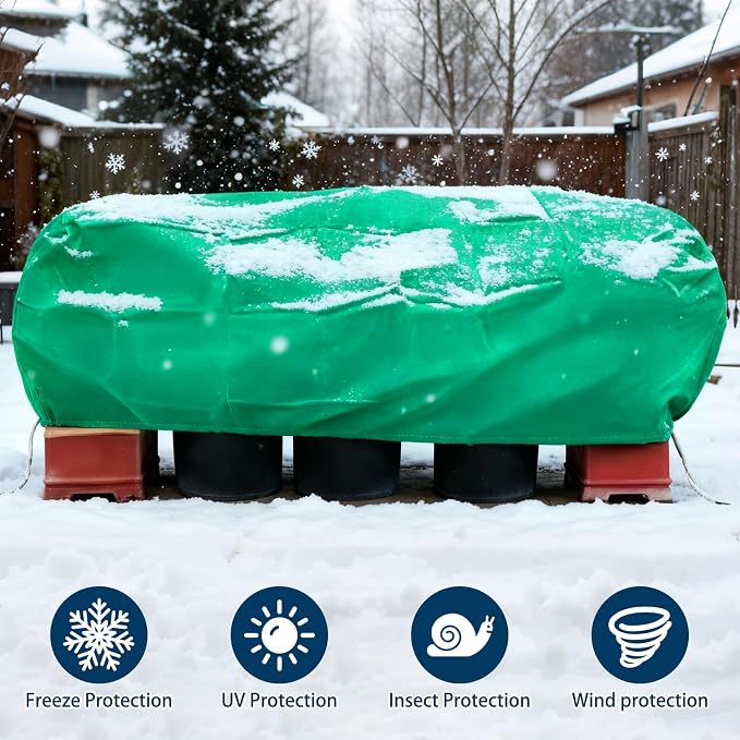 OUTCREATOR Plant Covers Freeze Protection, 2 Pack Frost Covers Cloth with Drawstring (39.3" x 17.7" x 15.7") Plant Protection Cover Bags Frost Blankets for Outdoor Winter Cold Weather Shrubs Trees