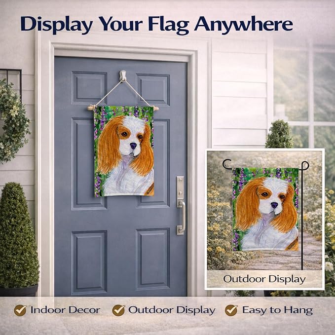 Caroline's Treasures SS1006GF Cavalier Spaniel Garden Flag Mailbox Flag Decorative Yard Flag Banner Outside Patio Artwork Yard Flower Beds, Garden Size, Multicolor