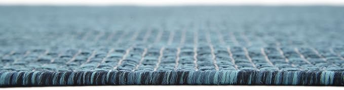 Unique Loom Collection Casual Transitional Solid Heathered Indoor/Outdoor Flatweave Area Rug (8' x 11' 4" Rectangle, Teal/Navy Blue)