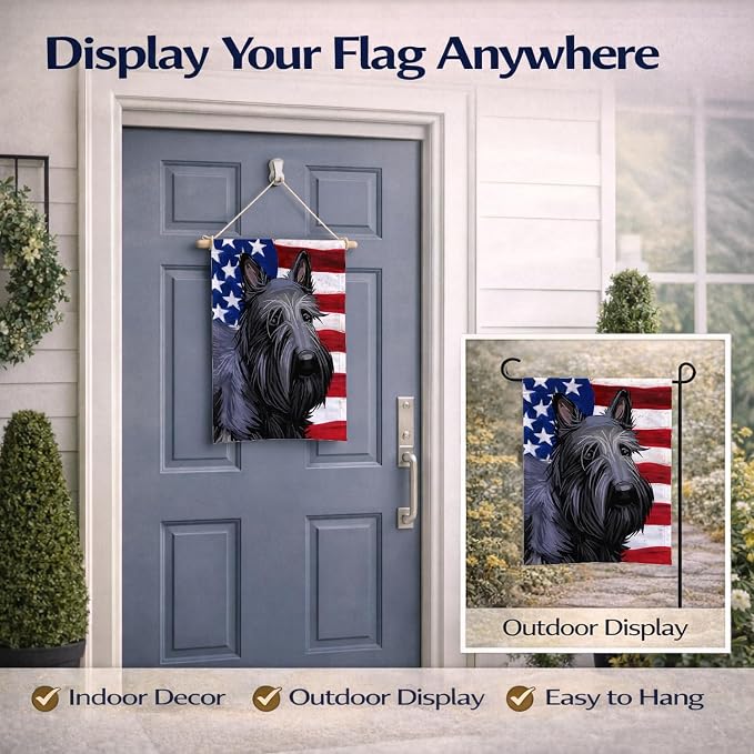 Caroline's Treasures CK6696GF Scottish Terrier Dog American Flag Garden Flag Mailbox Flag Decorative Yard Flag Banner Outside Patio Artwork Yard Flower Beds, Garden Size, Multicolor