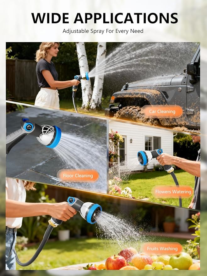 Retractable Garden Hose Reel 1/2 in x 100 ft Heavy Duty Automatic Water Hose Reel with 10-Function Sprayer Nozzle Kink-Free Auto Rewind Any-Length Lock 180° Swivel UV Resistant - Dark Gray