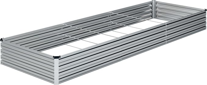 DIIYIV 12x4x1FT Galvanized Raised Garden Bed Kit,Vegetable Boxes-Rectangle Metal Flower Box,Large Planter Raised Beds Outdoor Garden for Planting,Fruit,Herb-Silver