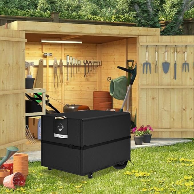 QH.HOME Waterproof Generator Cover 32x24x24 inch ,900D Heavy Duty Oxford with Secure Windproof Buckle- for Most Generators 5000-10000 Watt, Black