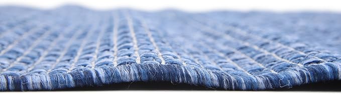 Unique Loom Collection Casual Transitional Solid Heathered Indoor/Outdoor Flatweave Area Rug (4' 1" x 6' 1" Rectangle, Blue/Navy Blue)