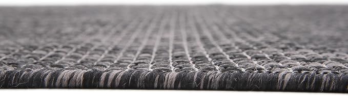 Unique Loom Collection Casual Transitional Solid Heathered Indoor/Outdoor Flatweave Area Rug (6' 1" x 9' Rectangle, Black/Ivory)