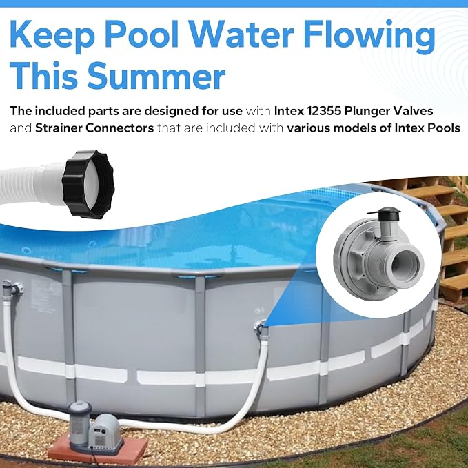 12355 Large Inlet Air Nozzle with Hose Compatible with Intexx 1900-2450gph Pumps, Pool Inlet Air Nozzle for Intexx 18' and Larger Pools, Strainer Grid Inlet Water Jet Nozzle Kit, Pool Replacement Part