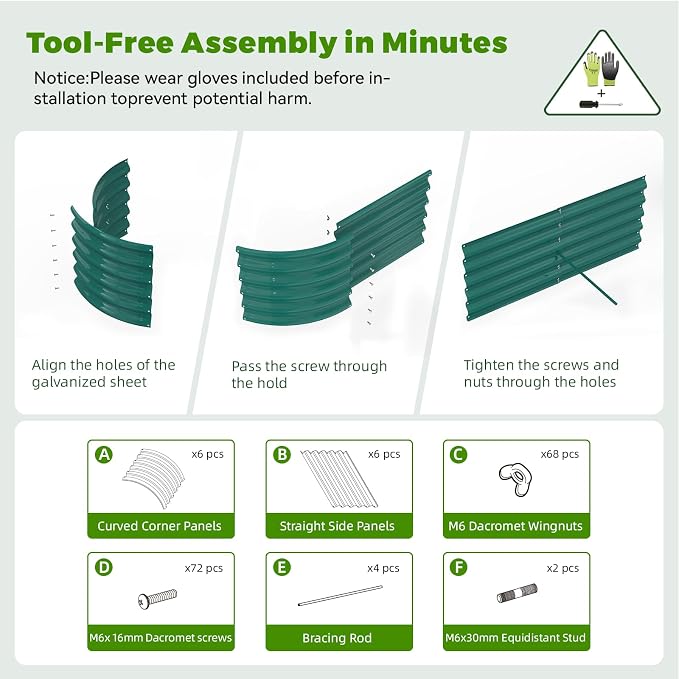 8x3x1.5ft Galvanized Raised Garden Bed, 18" Tall Metal Raised Beds for Gardening, Large Planters Boxes for Outdoor Plants Vegetables, Flowers, Herbs & Tomatoes, Above Ground Garden Beds Kit, Green