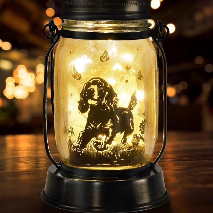 kyoryuger Cocker Spaniel Dog Gifts for Women/Men Cocker Spaniel Solar Lanterns Birthday Dog Lovers Lantern Pet Loss Dog Memorial Lights Solar Garden Decoration for Yard, Patio,Backyard,Porch Torches