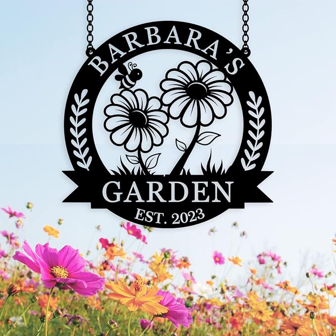 Personalized Garden Signs, Garden Flag for Outside, Veggie Garden Decorative outdoor Welcome Sign, Personalized Flower Garden Name Sign, Gift for Gardener, Mom's Garden, Grandma's Garden