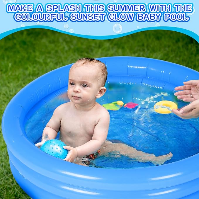 Jerify 6 Pack Kiddie Pool for Toddler 34 x 10 Inch Inflatable Kids Swimming Pool Small Baby Blow up 3 Rings Round Baby Padding Ball Pond for Indoor and Outdoor Water Game Play Center(Lively Style)