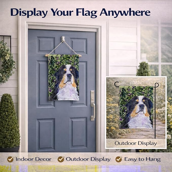Caroline's Treasures SS8830GF Bernese Mountain Dog Garden Flag Mailbox Flag Decorative Yard Flag Banner Outside Patio Artwork Yard Flower Beds, Garden Size, Multicolor