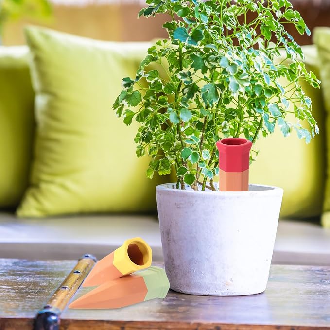 Baderke 16 Pcs Terracotta Watering Spikes Colorful Automatic Self Watering Stakes Slow Release Vacation Plant Waterer Devices for Indoor Outdoor Plants