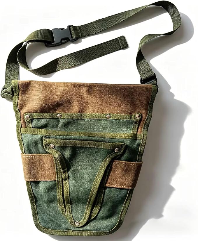 Gardening Tool Pouch for Waist, Hands-Free Canvas Tool Belt with 6 Pockets โ Adjustable Waist Apron for Gardening Tools (Gardening Tools NOT Included)-Green