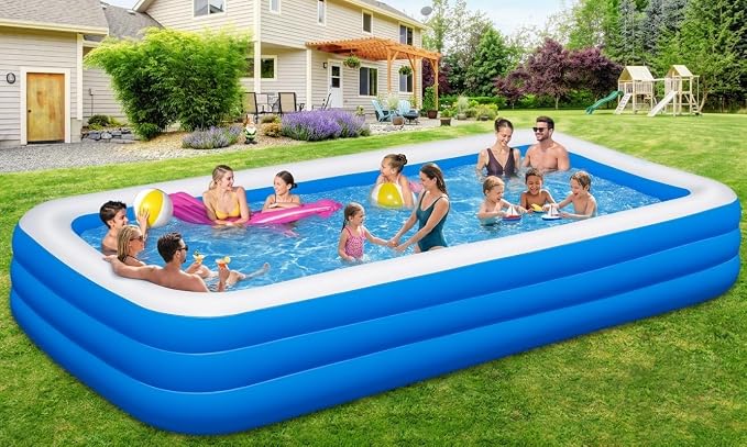 180" x 76" x 22" Large Inflatable Swimming Pool for Adults & Kids, Oversized Family Blow Up Pool for Backyard, Sturdy Thickened Kiddie Pool, Easy Setup & Portable