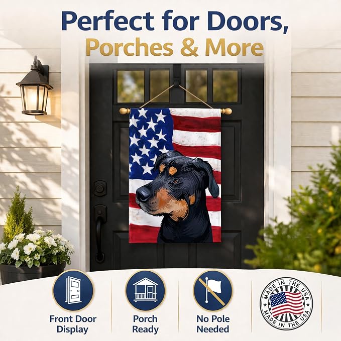 Caroline's Treasures CK6549CHF Greek Harehound Dog American Flag House Flag Large Porch Sleeve Pole Decorative Outside Yard Banner Artwork Wall Hanging, Polyester, House Size, Multicolor