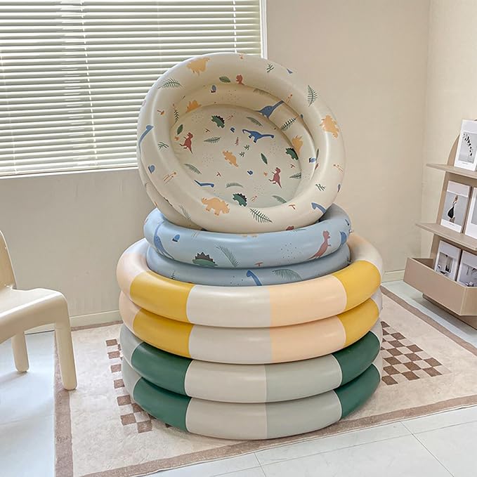 Inflatable Pool Baby Retro Blow Up Swimming Pool Family Cute Thickened Water Pool (Beige Dinosaur)