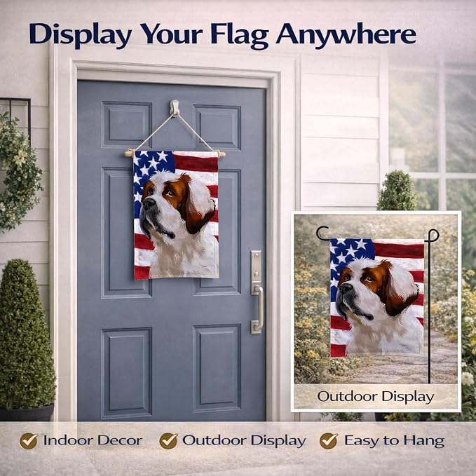 Caroline's Treasures CK6393GF Alpine Mastiff American Flag Garden Flag Mailbox Flag Decorative Yard Flag Banner Outside Patio Artwork Yard Flower Beds, Garden Size, Multicolor
