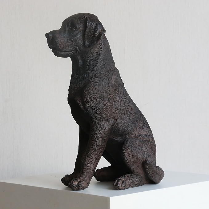 Lukitas Black Lab Statue, Sitting Dog Figurine Home Decor, Modern Puppy Decorative Sculpture for Living Room Yard Garden Outside, Resin 11.5''
