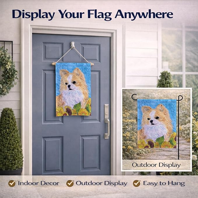 Caroline's Treasures SS4242GF Chihuahua in Summer Flowers Garden Flag Mailbox Flag Decorative Yard Flag Banner Outside Patio Artwork Yard Flower Beds, Garden Size, Multicolor