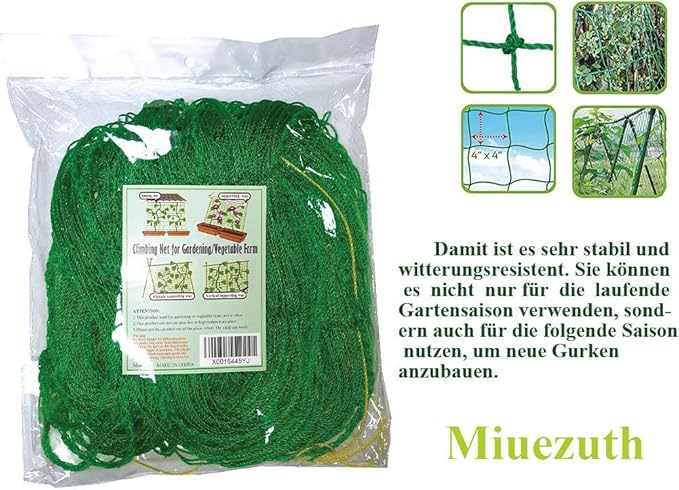 Trellis Netting for Climbing Plants - Heavy Duty Garden Trellis Netting for Cucumber, Vine, Fruits & Vegetables Tomato Plants Trellis Net, Climbing Vining Plants (1-Pack 8.2' x 6.6'Ft)