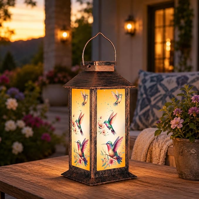 Solar Lanterns for Garden Decor, Waterproof Design Solar LED Hanging Lights for Yard, Patio, Lawn, and Porch, Gifts for Mom, Grandma(Hummingbird)