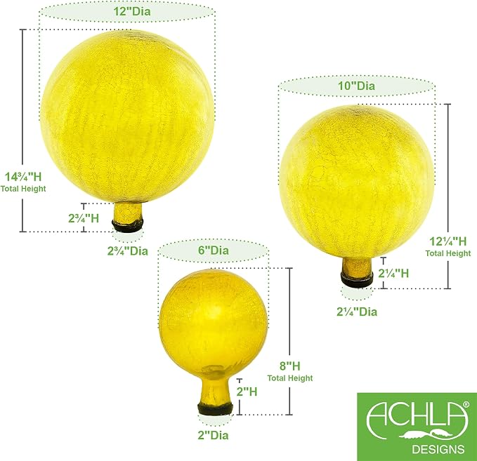 Achla Designs 6" Gazing Globe, Lemon Drop