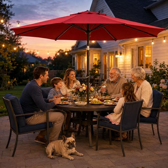 Sannwsg Outdoor Patio Umbrella,Table Umbrella with Push Button Tilt and Crank,Market Umbrella with 8 Sturdy Ribs,Yard Umbrella