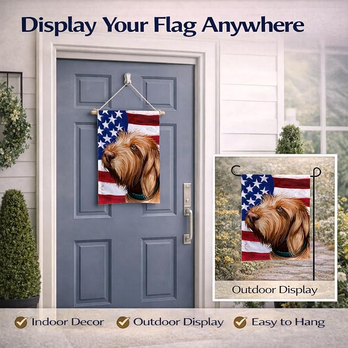 Caroline's Treasures CK6553GF Griffon Fauve de Bretagne American Flag Garden Flag Mailbox Flag Decorative Yard Flag Banner Outside Patio Artwork Yard Flower Beds, Garden Size, Multicolor
