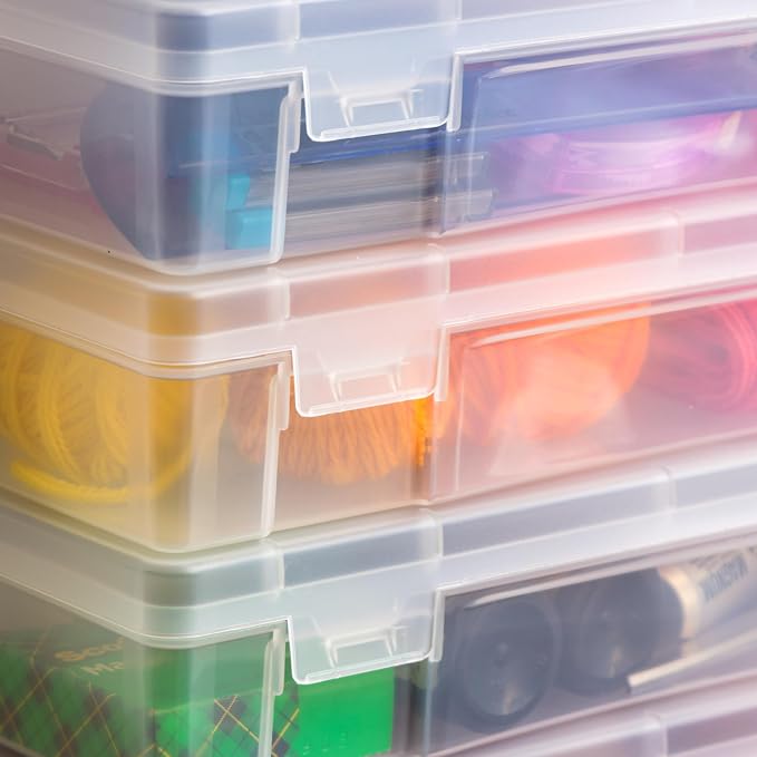 IRIS USA Clear Storage Cases, 6-Pack, |Made in USA|, Plastic Bead Organizing Containers with Snap Lid for Arts, Crafts, Ephemera, Stickers, & Dance Cheer, Clear - Large
