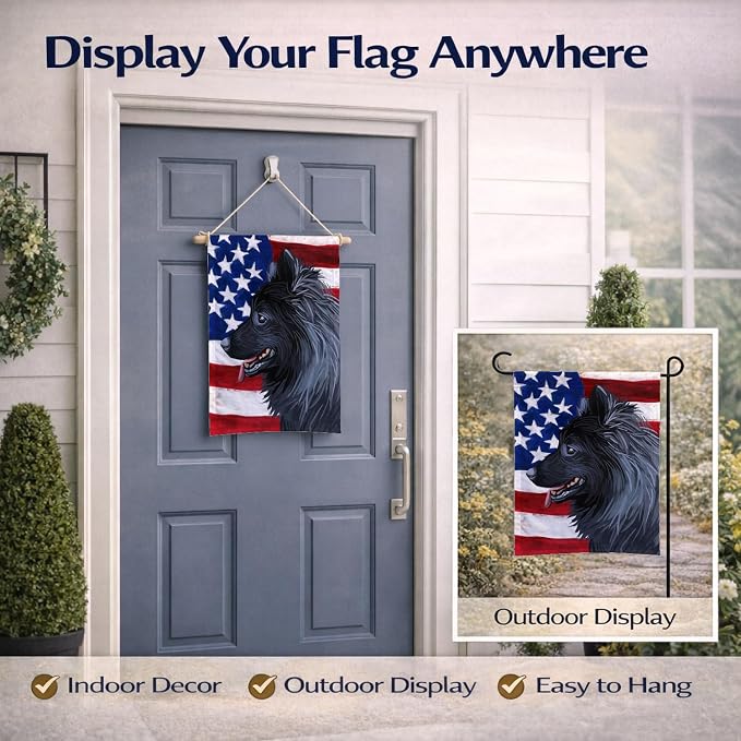 Caroline's Treasures CK6730GF Swedish Lapphund Dog American Flag Garden Flag Mailbox Flag Decorative Yard Flag Banner Outside Patio Artwork Yard Flower Beds, Garden Size, Multicolor