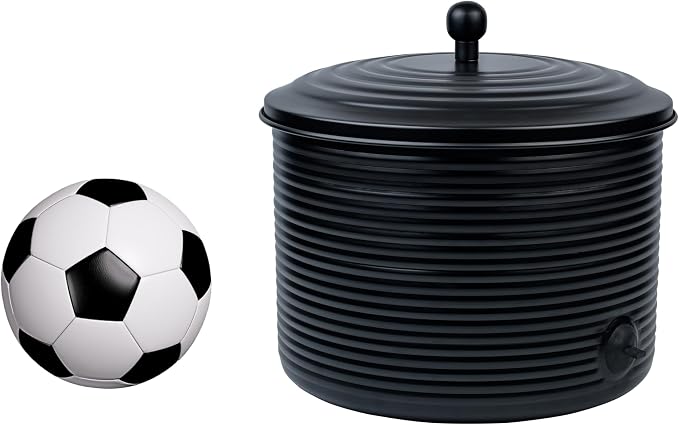 Garden Hose Holder Storage Pot with Lid Antique Ribbed | Water Hose Container Pot Outdoor or Indoor Use | Expandable Water Hose Hider Metal | Holds 125 ft Hose