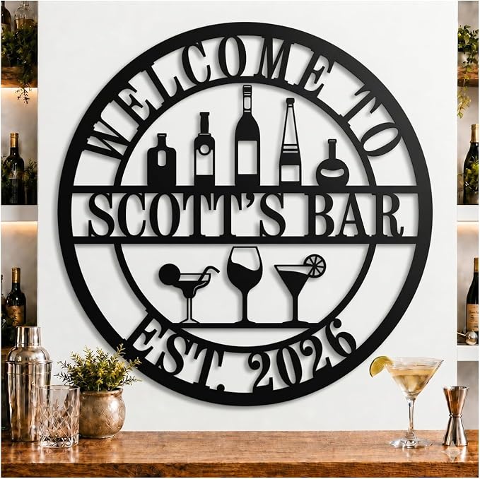 Personalized Metal Bar Sign,Custom Name Pub Wall Decor for Home Bar Man Cave Cocktail Lounge Party Room Club Garage Gift