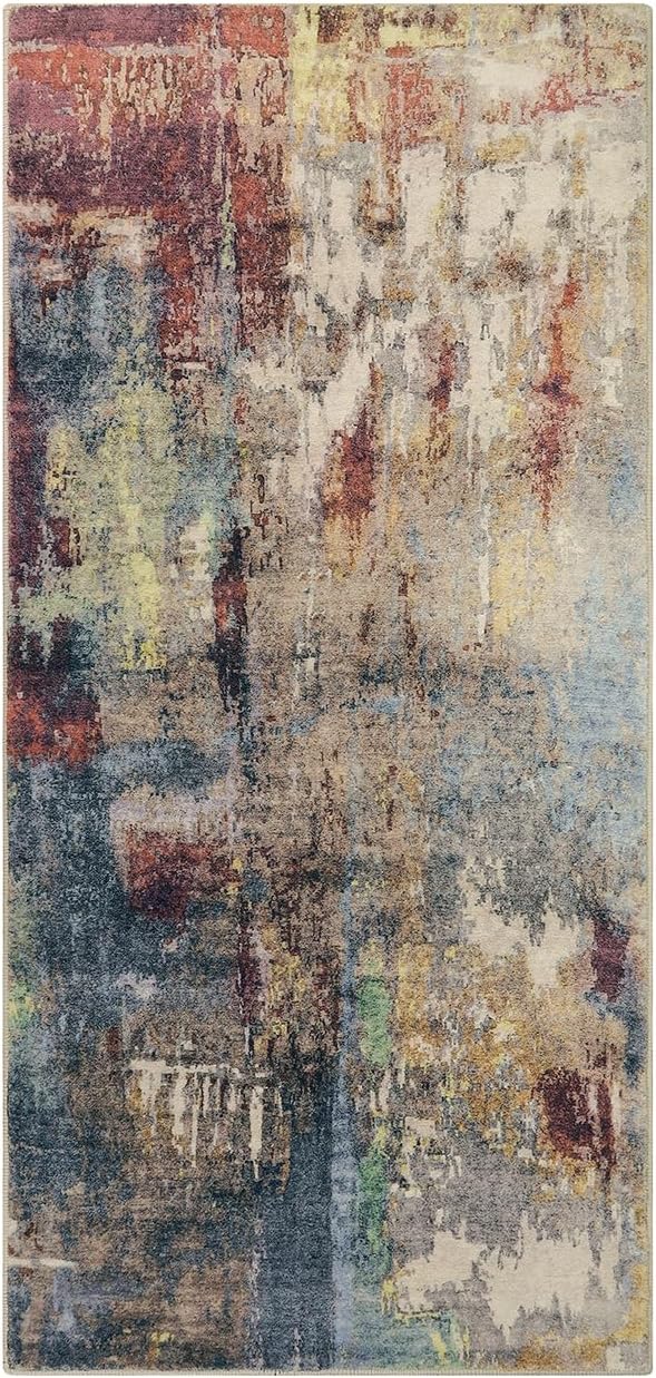 Lahome Kitchen Rugs, 2x4 Washable Rug with Soft Low-Pile for Entryway and Hallyway, Non-Slip & Small Carpet for Bathroom, Easy Clean Door-Friendly Mat, Kid &Pet Friendly Modern Decor 2x4 Red