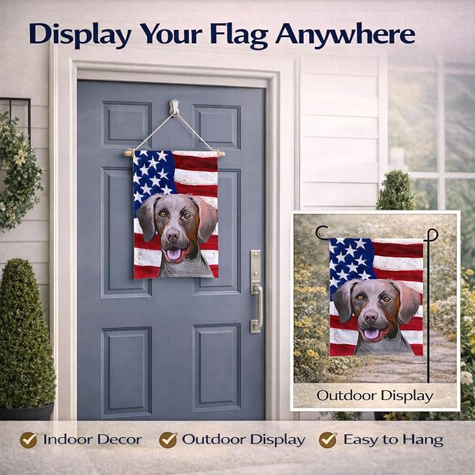 Caroline's Treasures CK6649GF Pointer Dog American Flag Garden Flag Mailbox Flag Decorative Yard Flag Banner Outside Patio Artwork Yard Flower Beds, Garden Size, Multicolor