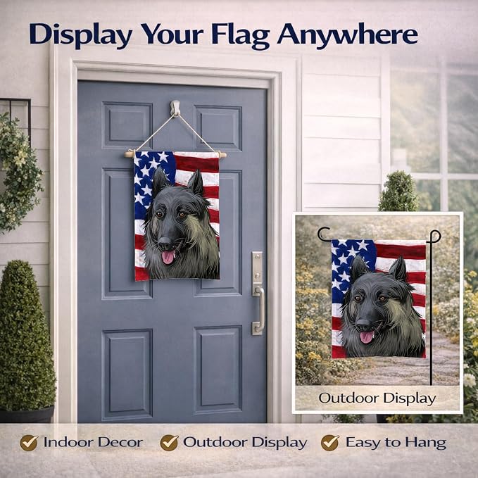 Caroline's Treasures CK6707GF Shiloh Shepherd Dog American Flag Garden Flag Mailbox Flag Decorative Yard Flag Banner Outside Patio Artwork Yard Flower Beds, Garden Size, Multicolor