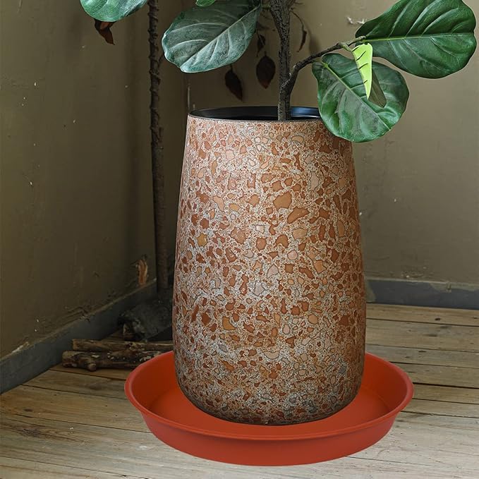 2 Pack of 22 inch Plant Saucer (19.1 inch Base), 3.6" Depth Tray, Large Deep Heavy Duty Saucers for Pots, Garden Bird Bath Bowl, Plant Trays for Indoors Outdoor (22", Terracotta)