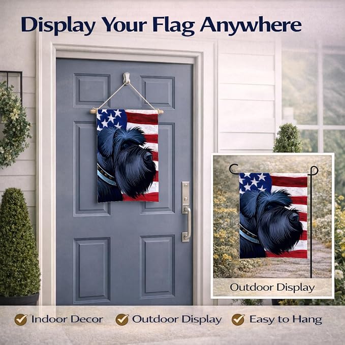 Caroline's Treasures CK6540GF Giant Schnauzer Dog American Flag Garden Flag Mailbox Flag Decorative Yard Flag Banner Outside Patio Artwork Yard Flower Beds, Garden Size, Multicolor