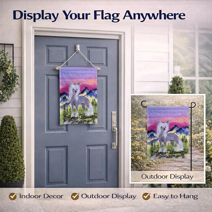 Caroline's Treasures SS8326GF Chinese Crested Garden Flag Mailbox Flag Decorative Yard Flag Banner Outside Patio Artwork Yard Flower Beds, Garden Size, Multicolor