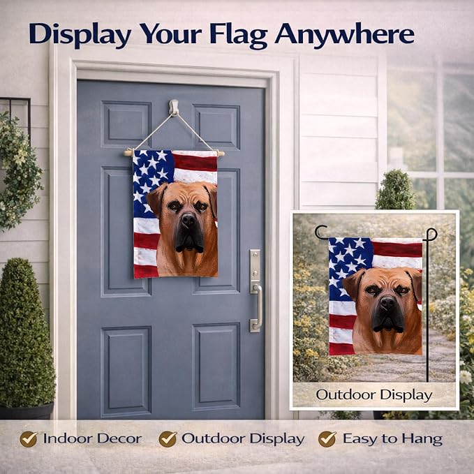 Caroline's Treasures CK6444GF Boerboel Dog American Flag Garden Flag Mailbox Flag Decorative Yard Flag Banner Outside Patio Artwork Yard Flower Beds, Garden Size, Multicolor
