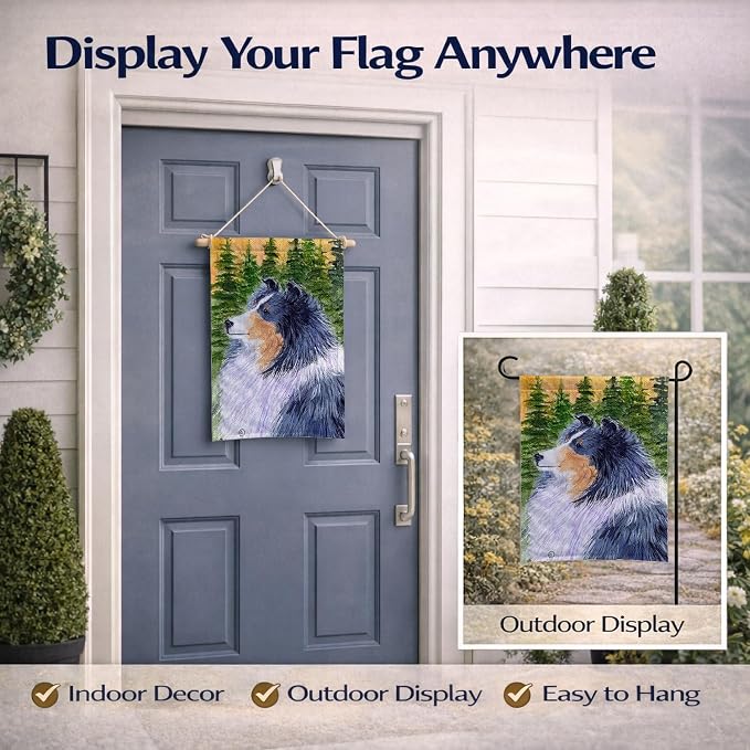 Caroline's Treasures SS8142GF Sheltie Garden Flag Mailbox Flag Decorative Yard Flag Banner Outside Patio Artwork Yard Flower Beds, Garden Size, Multicolor