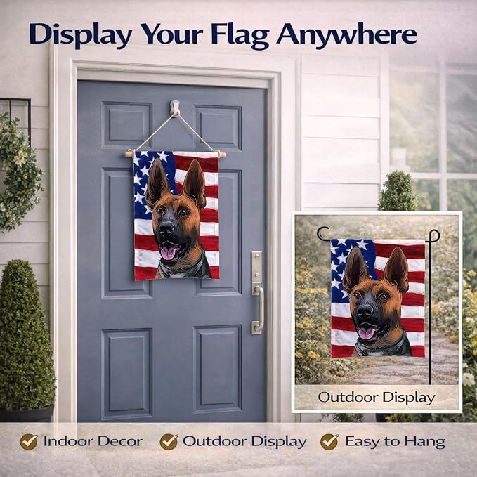 Caroline's Treasures CK6646GF Plott Hound Dog American Flag Garden Flag Mailbox Flag Decorative Yard Flag Banner Outside Patio Artwork Yard Flower Beds, Garden Size, Multicolor