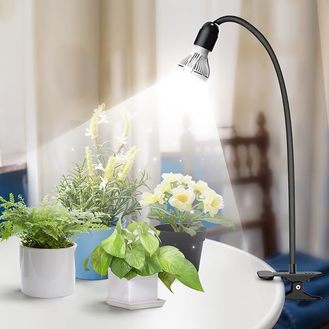 SANSI LED Grow Lights for Indoor Plants, Lifetime Free Bulb Replacement, 150W Full Spectrum Gooseneck Clip Plant Grow Light, Plant Light with Timer 4/8/12 Hrs, High PPFD Growing Power Grow Lamp